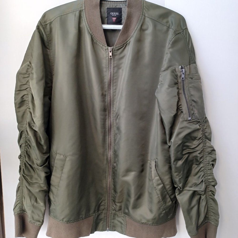 Men's Guess Olive Bomber Style Jacket Medium